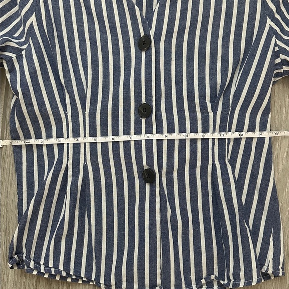 Navy and White Striped Button-Down Shirt - Picture 13 of 15